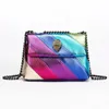 Kvällspåsar Fashion Design Summer Mini Rainbow Women Handväska Jointing Colorful Cross Body Bag Patchwork Shoulder Sac En huvudsaklig tote