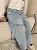 Jeans 2024 Spring Nieuwe Ldren denim broek Kinderen losse jeans mode peuter veelzijdige casual broek baby meisjes rechte been broek H240508