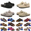 Diseñador Bostons Zuecos Zapatillas Sandalias Corcho Plano Moda Verano Cuero Diapositiva Favorito Playa Zapatos casuales Zapatilla de cuero engrasado Mujeres Hombres Arizonas Mocasín Sandalia