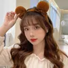 Fluffy Cute Bear Ears Bow Headband for Girls Spa Face cleaning Hairband Hair Hoops Plush Hairbands for Women Hair Accessories 240119