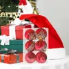 Decoração de festa de veludo enfeites de bola de natal 6pcs bolas inquebráveis árvore de natal pendurado pingente casa