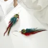 Dangle Earrings Lureme Boho Multicolor Pheasant Peathers for Women Girls Big Drop arrings (ER006406-3)