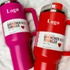 Amerikaanse voorraad Cosmo Pink Parada 40oz roestvrij staal Co Branded Flowstate Tumbler 40 oz Quencher H2.0 Valentijnsdag cadeau mok Red Target Pink Winter Shimmery Cups 0119