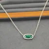 2024 مصمم Kendras Scotts Neclace Jewelry Instagram Simple Oval شفاف داكن الحجر الأخضر القلادة القلادة القلادة