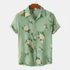 Men's Casual Shirts Summer Plus Size Polyester Short Sleeve Shirt Hawaiian Tropical Leaf Print Beach Male Y2k Clothes Tops Streetwear