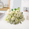 Dekoratif Çiçekler Sahte İpek Kumaş Zarif Kore Stil Yapay Gül Buket Ev Düğün Dekor 10 Çatal Simülasyon Çiçek Demet