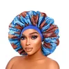 Elástico feminino tamanho grande cabeça envoltório padrão africano impressão gorro cetim touca de banho touca de sono moda beleza e cuidados com o cabelo chapéu