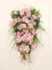 Fleurs décoratives artificielles à l'envers Couronne de printemps Floral Drop Swag Naturel Multicolore Réaliste Tissu de Soie Tenture Murale Larme