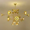 Nordic E27 Gold Horn Pendant Lamp för restaurangmusik Hall Art Exhibition Suspension Multiple Lumaire Chandelier Golv Light