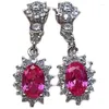 Dingle örhängen mode rosa topz drop 4mm 6mm naturlig örondropp fast 925 silver smycken