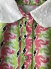 Kvinnors blusar Kvinnor Silk Animal Printed Shirt Brodery Single Breasted Top Long Sleeve Female Turn-Down Collar Blus