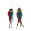 Dangle Earrings Lureme Boho Multicolor Pheasant Peathers for Women Girls Big Drop arrings (ER006406-3)