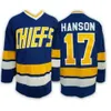 Hanson Brothers 16 17 18 Dunlop Reggie 7 Denis Lemieux 1 Maillot de hockey Slap Shot en chef S-3XL 100% Ed 7780