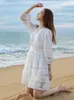 Casual Dresses Gypsylady French Chic Embroidery Mini Dress White Lace Hollow Out Tiered Summer Spring Long Sleeve Women Vestidos