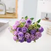 Dekorativa blommor Faux Silkduk Utsökande koreansk stil Artificial Rose Bouquet For Home Wedding Decor 10 Gorks Simulering Flower Bunch