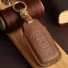 Car Key Cover Case for Chery Tiggo 8 Pro 2021 Car Key Case 4 Buttons Remote Control Keyring Fob Holder Genuine Leather