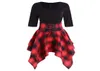 Casual Jurken Zomer Vrouwen Plaid Print Jurk Dames Oneck Lace Up Tartan Half Mouw Voor Dames Asymmetrische Mini Sundress1911251