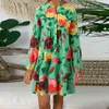 Casual Dresses Women's Summer Dress 2024 Flower Print Long Sleeve Loose Outfits Elegant Mid Azul Elegante in Vestidos