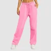 Calças femininas Mulheres Sweatpants Cintura Alta Perna Larga Lã Forrada Fundo Reto All-Math Plain Fitness Corredores Básicos