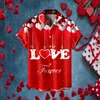 Chemises décontractées pour hommes Saint Valentin imprimé hommes manches longues T tunique courte haut hommes sous spandex