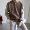 メンズベスト衣類チョッキvネックベストニットセーターオスのノースリーブブラウン韓国秋の衣服ルーズフィットオーバーフィット大きな大きなサイズ