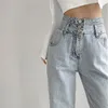 Women's Pants Retro High Waist Buttoned Jeans Drapey Loose Straight Wide Leg Trousers Slim Floor-Mopping Y2k Official Store