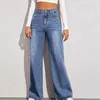 Damenjeans, modisch, Street-Style, lockere Jeanshose mit hoher Taille und weitem Bein, Damenbekleidung