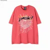 UY6UスパイダーウェブメンズTシャツデザイナーSP5DER女性Tシャツファッション55555夏夏の新しいパターン印刷ピンクマイクロブレットカジュアルラウンドネックユニセックス