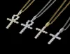 Hip Hop Kreuz Diamanten Anhänger Halsketten für Männer Frauen Religion Christentum Luxus Halskette Schmuck vergoldet Kupfer Zirkone Cu1843510
