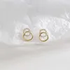 Stud coréen simple double cercle couleur or métal cristal boucles d'oreilles pour femmes mode bijoux exquis meilleur ami cadeaux J240119