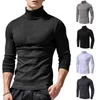 Męskie swetry mężczyźni Mężczyźni Fall Spring Top Mock Flar Long Rleeve Solidny kolor Miękki Elastyczne Slim Fit Chude Pullover Środkowa długość Niedrożna dno