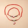 Colar brincos conjunto atacado simples árvore de natal sinos papai noel corda vermelha pulseira para presentes de ano feminino bonito meninas moda jóias