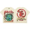 Hellstar Printing Europa e Estados Unidos Tide T-shirt de manga curta Summer Street Do Old Washed Retro Masculino e Feminino Solto Casual Meia Manga