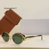 2024ss Arc de Triomphe Oval Frame Sunglasses CL40235 Womens Gold Wire Mirror Frame Green Lens Metal Mirror Leg Triplet Signature on Temple