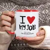 Tassen „I Love My Job“-Kaffeetasse, lustige Büro-Teetasse für Kollegen und Kollegen, neuartiges Trinkgeschirr, 325 ml, Keramik, Schokoladentassen