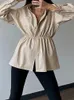 Giubbotti da donna Donna Elastico in vita Solido Loungewear Autunno Inverno Moda Manica lunga Cardigan Cappotti 2024 Bottone Streetwear Capispalla