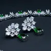 Fall Green 5A Cubic Zirconia Bridal Wedding Tiara and Necklace Earring Set Smyckesuppsättningar för kvinnliga tillbehör