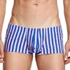 Mutande da uomo Boxer Shorts Biancheria intima a righe Bugle Pouch Vita bassa Boxer traspiranti Pantaloni da notte Cueca Mutandine Tronchi