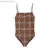 24SS Designer-Bikini-Badeanzug mit Berberrys-Logo, Heißprägung, einfarbig, sexy Damen-Badeanzug mit Karomuster, einteilig