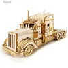 Konst och hantverk Robotime Rokr 3D Träpussel Montessori Toys Steam Train Army Jeep Heavy Truck Model Building Kit för barn YQ240119