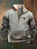 Vår- och hösten New Men's Long Sleeve Half Zipper Print Casual Fashion Trend Jacket Jacket