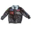 New Autumn and winter thickened fleece n air force boy pilot leather jacket boys and girls baseball uniform trend