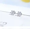 2024 Top Sel Stud Earrings Simple Fashion Jewelry Real 925 Sterling Silver Round Cut White Topaz CZ Diamond Gemstones 파티 하트 여성 귀걸이 선물