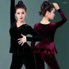 Scena noszona taniec taniec żeńska sukienka treningowa nowoczesna tańca Ballroom Autumn Long Rleeve V-Neck Slim-Fit Bluzka
