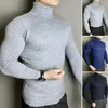 Pulls pour hommes 2024 Pull tricoté Pull à col roulé Automne Hiver Chaud Hommes Casual Polo Col Pull Garder Tricot Laine Sweate