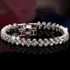 T GG Luxury Österrike Shining Crystal Tennis Armband Äkta 925 Sterling Silver Charms Zircon Bling Diamond Roman Link Armband Bangle örhängen Halsband Juvel