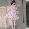 Robes décontractées Femmes douces Robe Lolita pour fille Style japonais sans manches Spaghetti Strap Vêtements Rose Longueur au genou Kawaii Streetwear Party