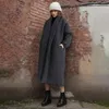 LANMREM Veste de la plus haute qualité européenne Automne Femmes Grande Taille Longue Lâche Coupe-Vent Noir Long Trench Coat WTH1201 201027