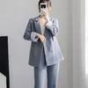 Женские брюки из двух предметов, свободные комплекты блейзеров большого размера для женщин, комплект пиджаков, корейская мода, офисная одежда, женские брючные костюмы
