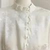 Blusas femininas camisas e para primavera outono moda estilo chinês retro camisa de manga longa senhora do escritório elegante topo